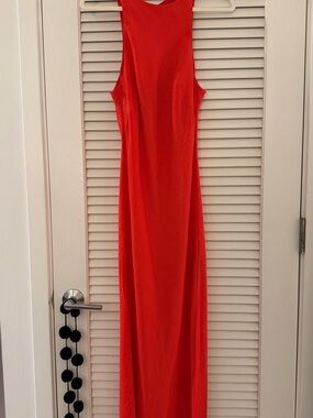 ASOS Design Sleek Red Maxi Dress with High Neck